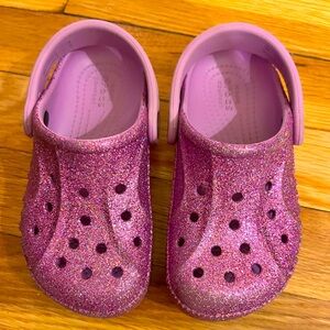Size 9 Purple glitter Crocs